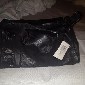 Embassy Black Genuine Leather 15" Duffle Carry On